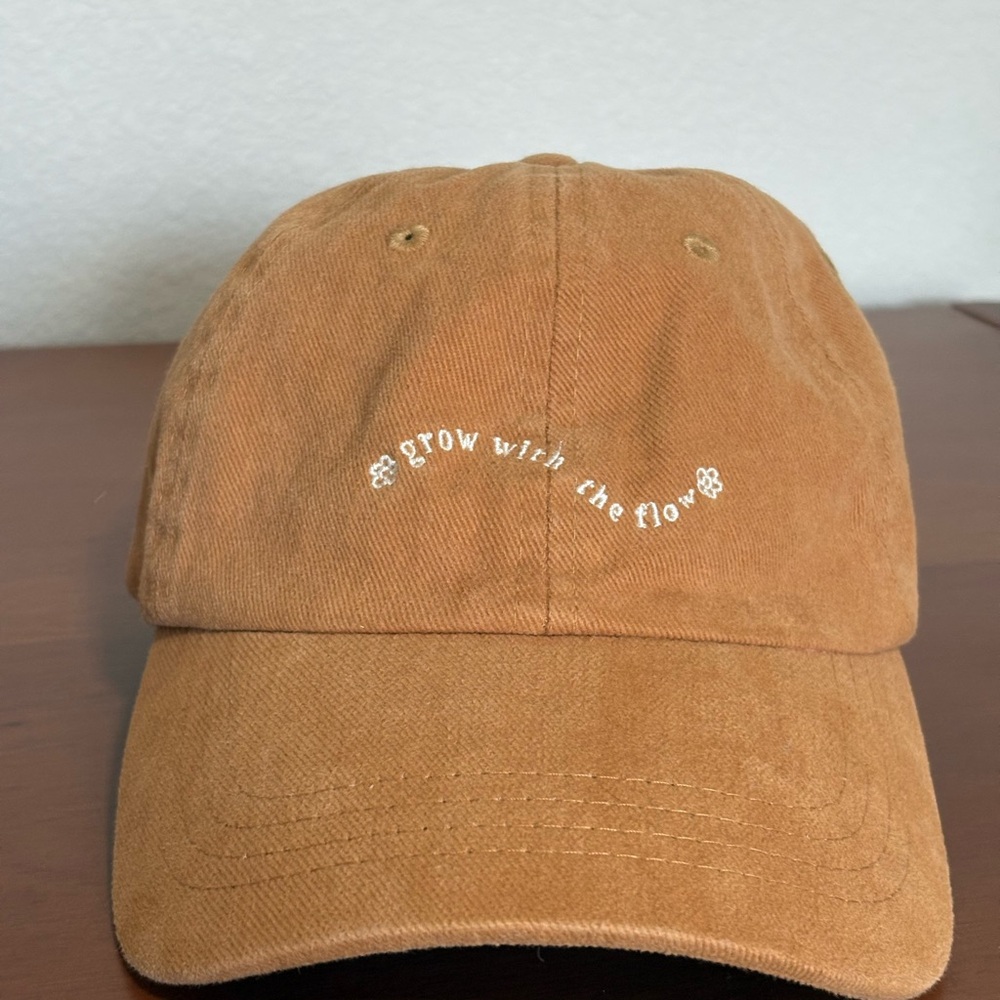 Embroidered 'Grow With The Flow' Brown Baseball Cap